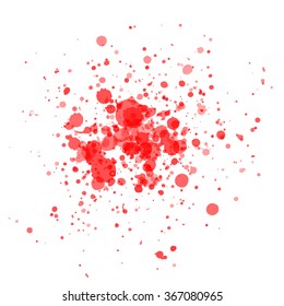 Drop grunge red ink splashes. Vector illustration