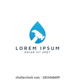 drop and hammer negative space logo design