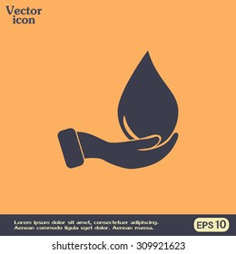 drop in hand - vector icon 

