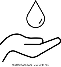 Drop in hand vector outline on ecology theme