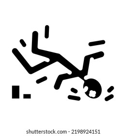 vector de icono de glifo de caída de cabeza. señal de accidente de patada en la cabeza de caída. ilustración de símbolo aislado