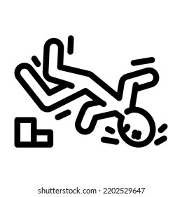 Schlagkopf Kick Unfalllinie Symbol Vektorgrafik. Schlagkopf-Unfallzeichen. isoliertes Kontursymbol