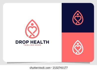 drop health medical line art logo design
