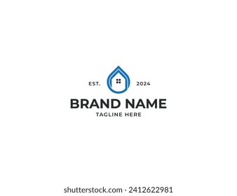 Drop Home Logo design. House combined with Water Drop. Vector illustration Template