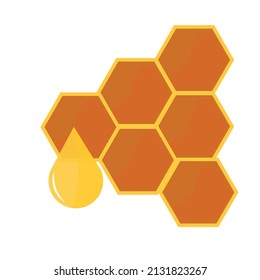 A drop of honey coming out of a comb - Apriray illustration - vector , icon 