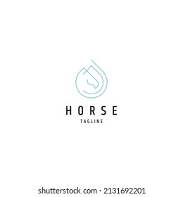 Drop horse line logo icon design template