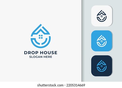 drop house logo design with line concept