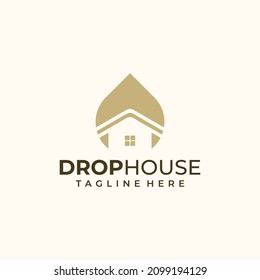Drop house logo icon symbol modern negative space concept