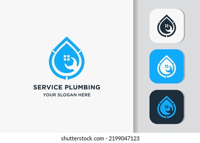 drop house tool pipe combine logo design