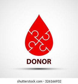 Drop of human blood. Stock vector illustration.