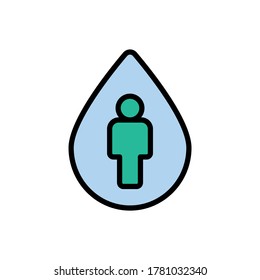 Caer, humano, icono del agua. Color simple con elementos de vector de contorno de iconos de aqua para ui y ux, sitio web o aplicación móvil