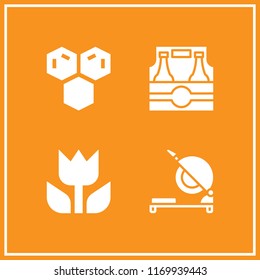 drop icon. 4 drop vector set. molecule, macro, bottles and chop saw icons for web and design about drop theme