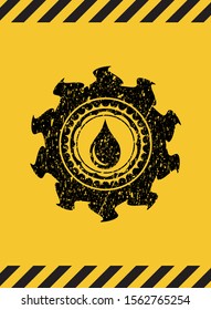 drop icon black grunge emblem with yellow background. Vector Illustration. Detailed.