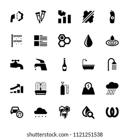Drop icon. collection of 25 drop filled icons such as honey, shower, graph, omega, water bottle, rain, fountain, pipette, car music. editable drop icons for web and mobile.