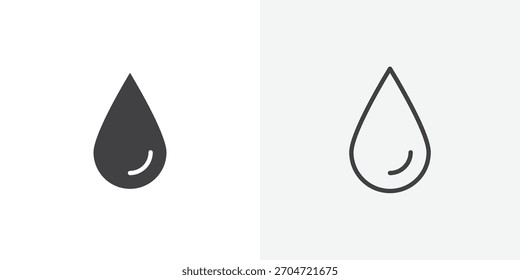 Icono de gota. colección de línea de trazo editable y estilos planos sólidos.
