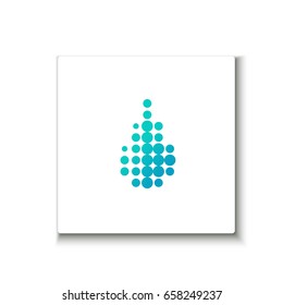 The drop icon, dots style. Bright colors, blue and cyan gradient. Minimalism.