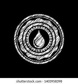 drop icon drawn chalk emblem, retro style, chalk or chalkboard texture