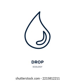 drop icon from ecology collection. Thin linear drop, eco, aqua outline icon isolated on white background. Line vector drop sign, symbol for web and mobile