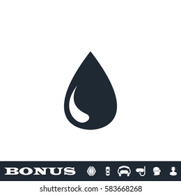 Drop icon flat. Black pictogram on white background. Vector illustration symbol and bonus button