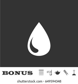 Drop icon flat. White pictogram on black background. Vector illustration symbol and bonus icons