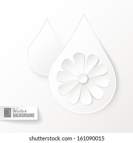 Drop icon with flower. Vector illustration.