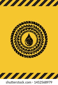 drop icon grunge warning sign emblem. Vector Illustration. Detailed.