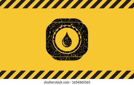 drop icon grunge warning sign emblem. Vector Illustration. Detailed.