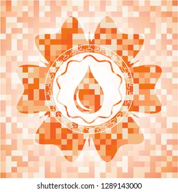 drop icon inside abstract orange mosaic emblem with background