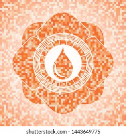 drop icon inside abstract orange mosaic emblem