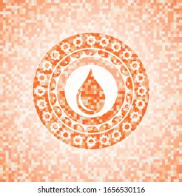 drop icon inside abstract orange mosaic emblem