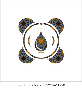 drop icon inside arabesque badge. arabic decoration.