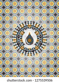 drop icon inside arabesque emblem. arabic decoration.