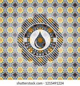 drop icon inside arabesque style emblem. arabic decoration.