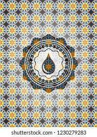 drop icon inside arabesque style emblem. arabic decoration.