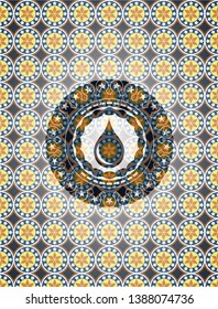 drop icon inside arabesque style emblem. arabic decoration.