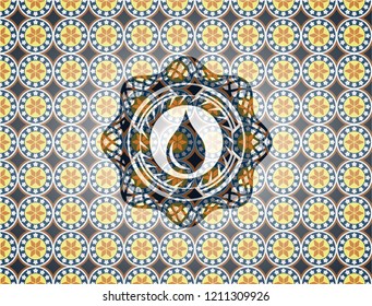 drop icon inside arabic badge. Arabesque decoration.