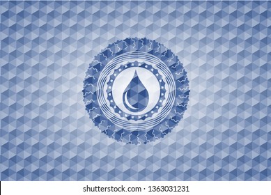 drop icon inside blue hexagon badge.