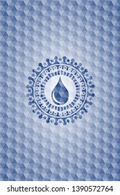 drop icon inside blue hexagon badge.