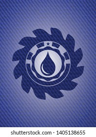 drop icon inside emblem with denim texture