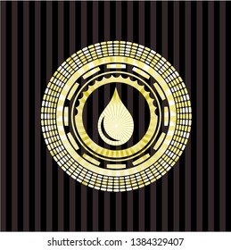 drop icon inside gold badge or emblem