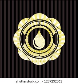 drop icon inside gold emblem or badge