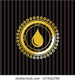 drop icon inside golden emblem or badge