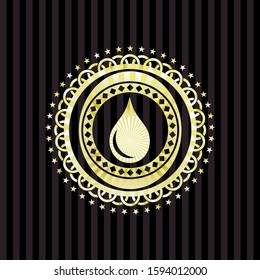 drop icon inside golden emblem or badge