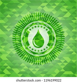 drop icon inside green mosaic emblem