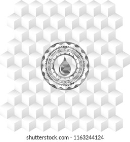 drop icon inside grey icon or emblem with geometric cube white background