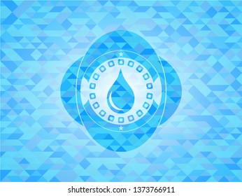 drop icon inside light blue emblem with mosaic ecological style background