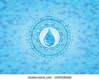 drop icon inside light blue emblem with mosaic ecological style background