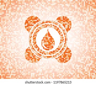 drop icon inside orange mosaic emblem