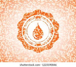 drop icon inside orange mosaic emblem with background