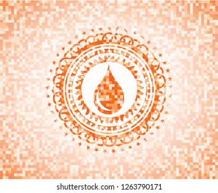 drop icon inside orange mosaic emblem